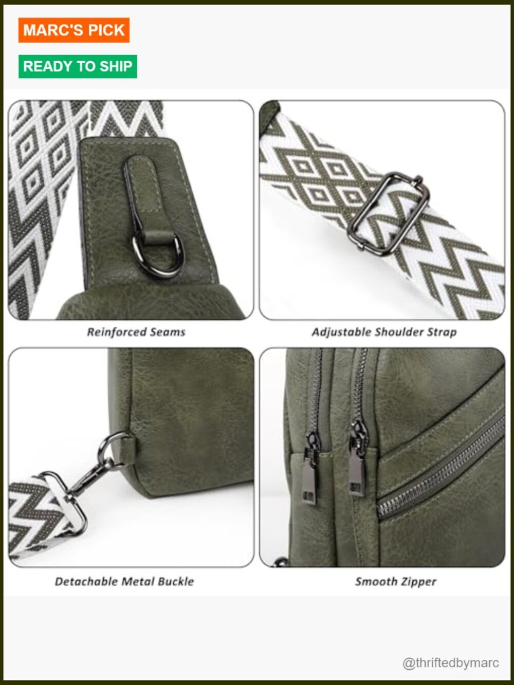 Leather Crossbody Sling Bag Adjustable Strap Travel Purse Fanny Pack - Picture 5 of 6
